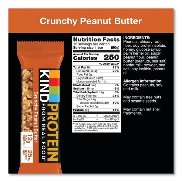 Protein Bars, Crunchy Peanut Butter, 1.76 oz, PK12