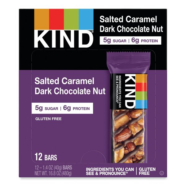 Nuts and Spices Bar, Salted Caramel/Dark Chocolate Nut, 1.4oz, PK12