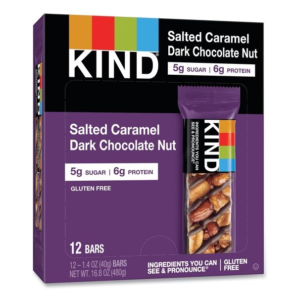 Nuts and Spices Bar, Salted Caramel/Dark Chocolate Nut, 1.4oz, PK12