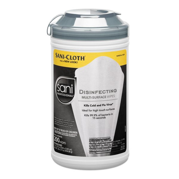 Towels & Wipes, White, Canister, Cloth, Nonporous Surfaces, 200 Wipes