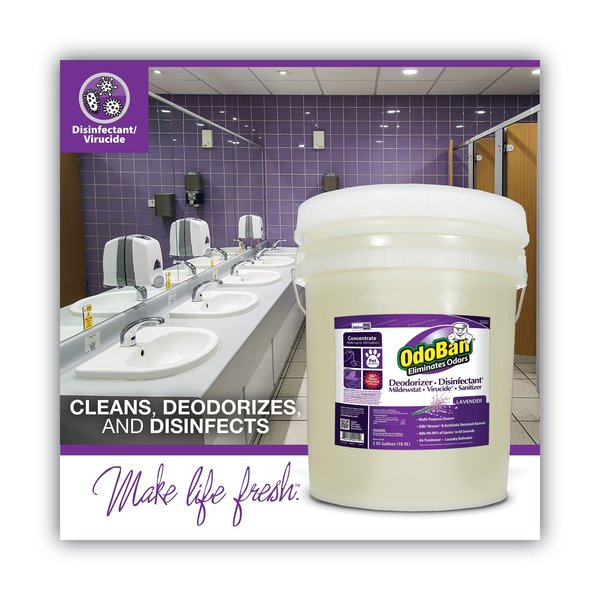 Concentrated Odor Eliminator/Disinfectant, Lavender Scent, 5 gal Pail