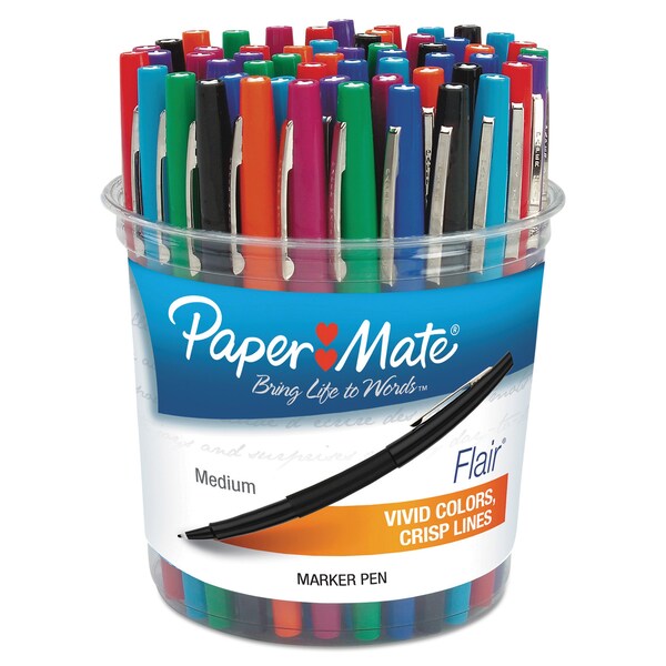 Flair Felt Tip MarkerPen, Assrtd, Med, PK48