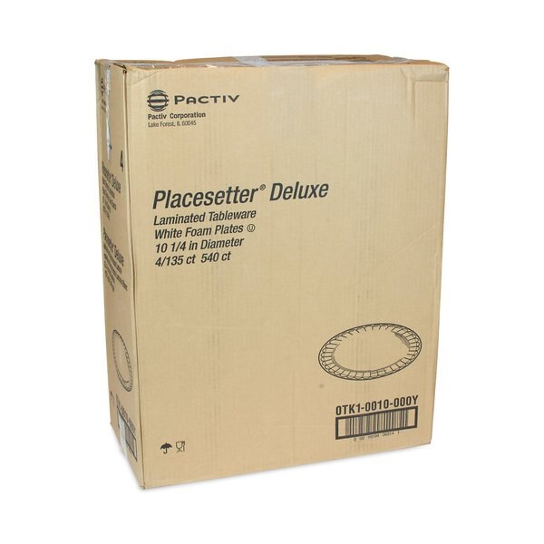 Laminated Foam Dinnerware, Plate, 10.25 Dia, White, PK540