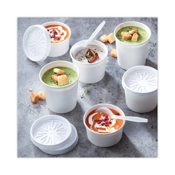 Paper Round Food Container/Lid Combo, 12oz, 3.75