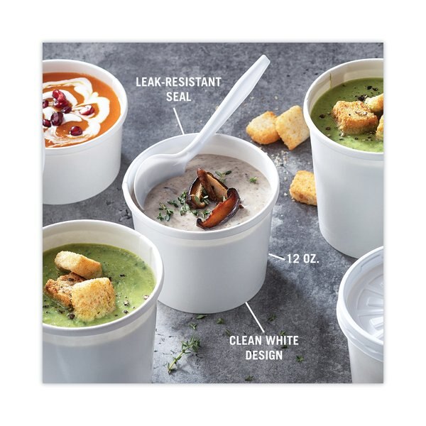 Paper Round Food Container/Lid Combo, 12oz, 3.75