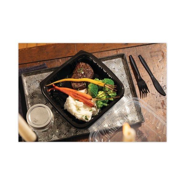 EarthChoice Hinge-Lid Takeout Container, 1-Cmp, 38oz, 8.5x8.5x3, PK150 PK