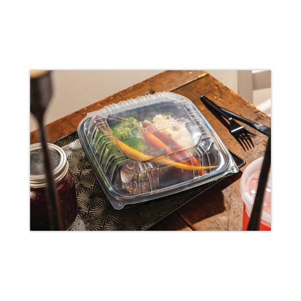 EarthChoice Hinge-Lid Takeout Container, 1-Cmp, 38oz, 8.5x8.5x3, PK150 PK