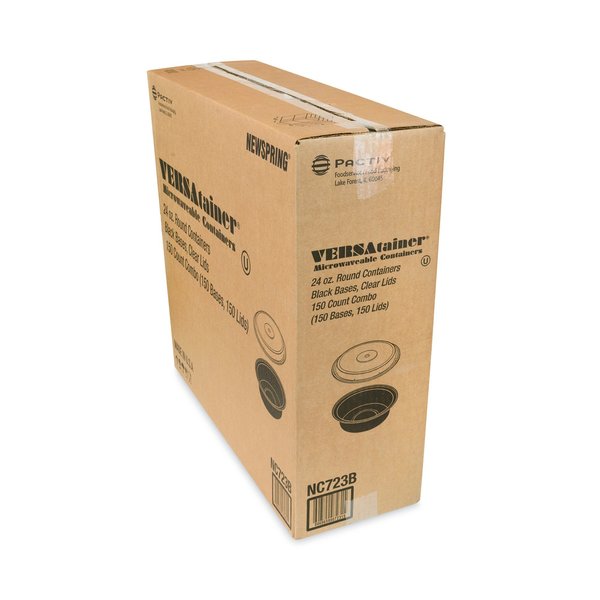 VERSAtainers, 1-Comp, Black/Clear, 24oz, 7