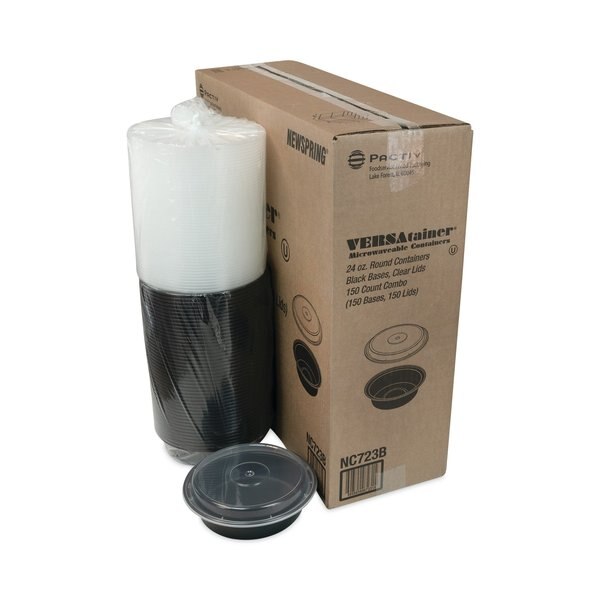 VERSAtainers, 1-Comp, Black/Clear, 24oz, 7