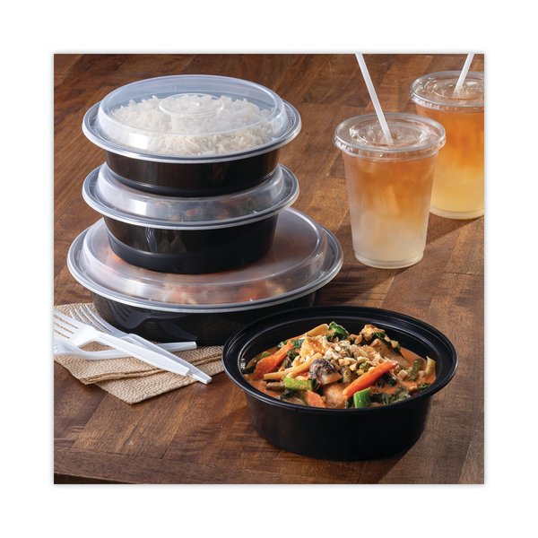 VERSAtainers, 1-Comp, Black/Clear, 24oz, 7