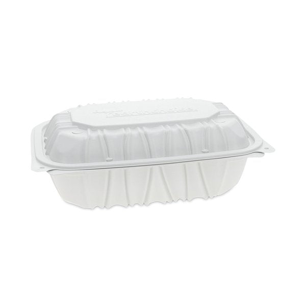 Vented Microwavable Hinge-Lid Takeout Container, 9x6x3.1, White, PK170 PK