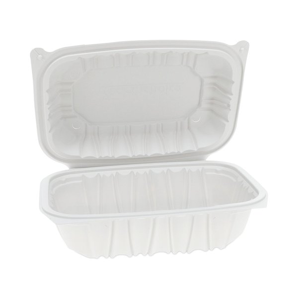 Vented Microwavable Hinge-Lid Takeout Container, 9x6x3.1, White, PK170 PK