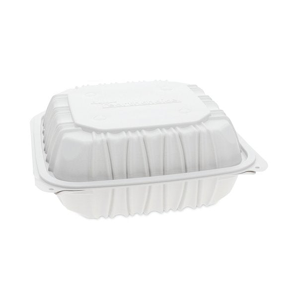 Vented Microwave Hinge-Lid Takeout Container, 8.5x8.5x3.1, Wht, PK146 PK