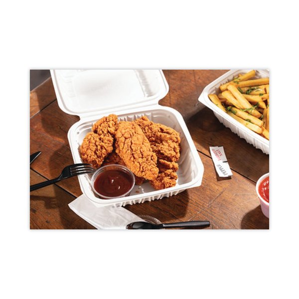 Vented Microwave Hinge-Lid Takeout Container, 8.5x8.5x3.1, Wht, PK146 PK