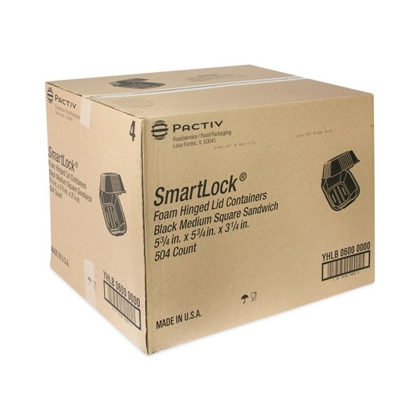 Foam Hinged Containers, Sandwich, 5.75x5.75x3.25, 1-Comp, Blk, PK504