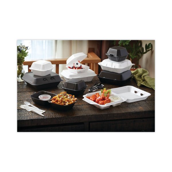 Foam Hinged Containers, Sandwich, 5.75x5.75x3.25, 1-Comp, Blk, PK504