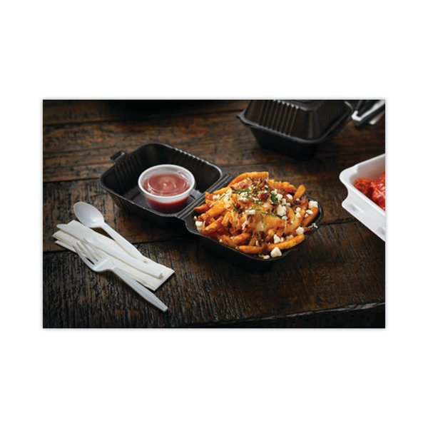 Foam Hinged Containers, Sandwich, 5.75x5.75x3.25, 1-Comp, Blk, PK504