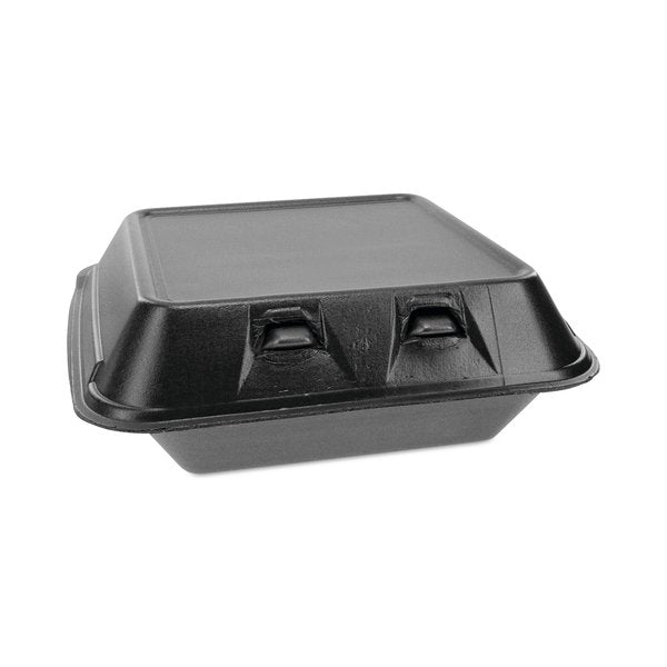 SmartLock Foam Hinged Containers, Med, 8 x 8.5 x 3, 1-Comp, Blk, PK150