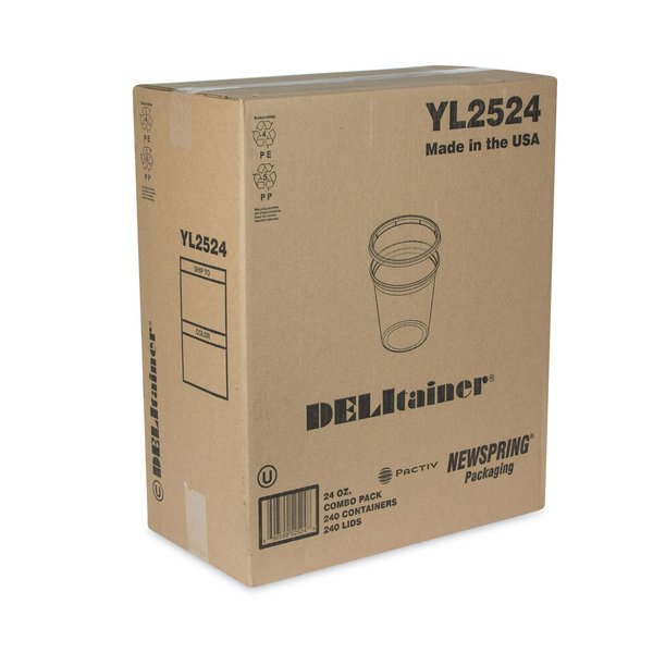 DELItainer Microwavable Combo, 24 oz, 4.55 x 4.55 x 4.35, Clear, PK240 PK