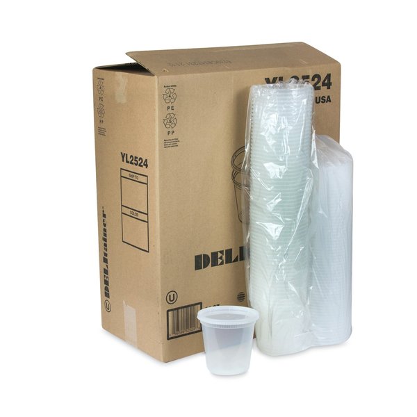 DELItainer Microwavable Combo, 24 oz, 4.55 x 4.55 x 4.35, Clear, PK240 PK
