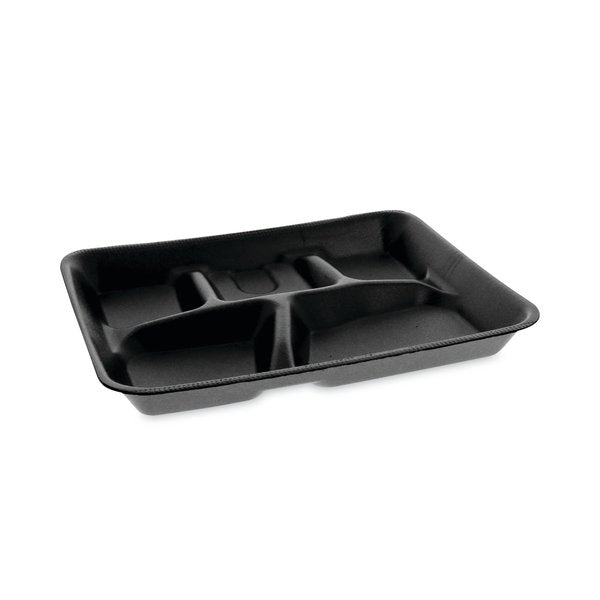 Lightweight Foam School Trays, 5-Comp, 8.25 x 10.25 x 1, Black, PK500 PK