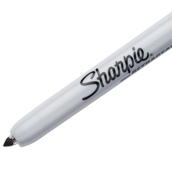 Retractable Permanent Marker, Fine Bullet Tip, Black, PK12