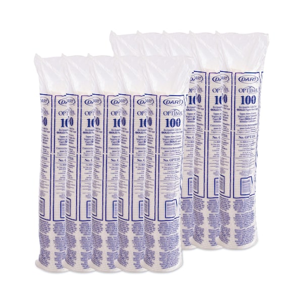 Optima Reclosable Lids for Paper Hot Cups 10-24 oz, White, PK1000