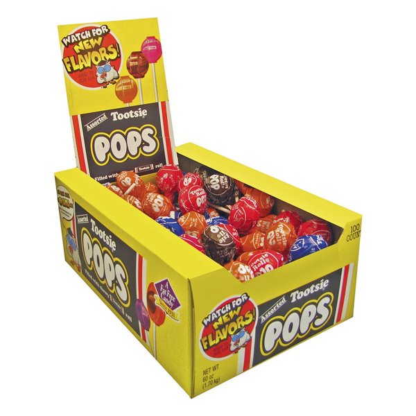 Tootsie Pops, 0.6 oz, Assorted Flavors, PK100