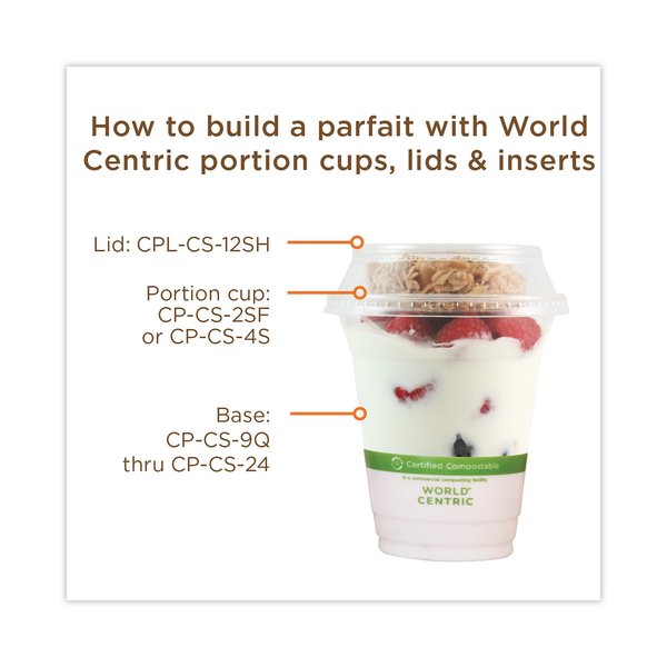 PLA Clear Cold Cup Lids, Dome Lid, Fits 2 oz Portion Cup and 9 oz to 24 oz Cups, PK1000