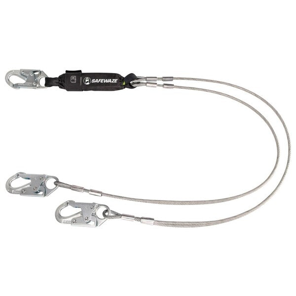 PRO 6' Cable Energy Absorbing Lanyard: Dual Leg, Snap Hooks