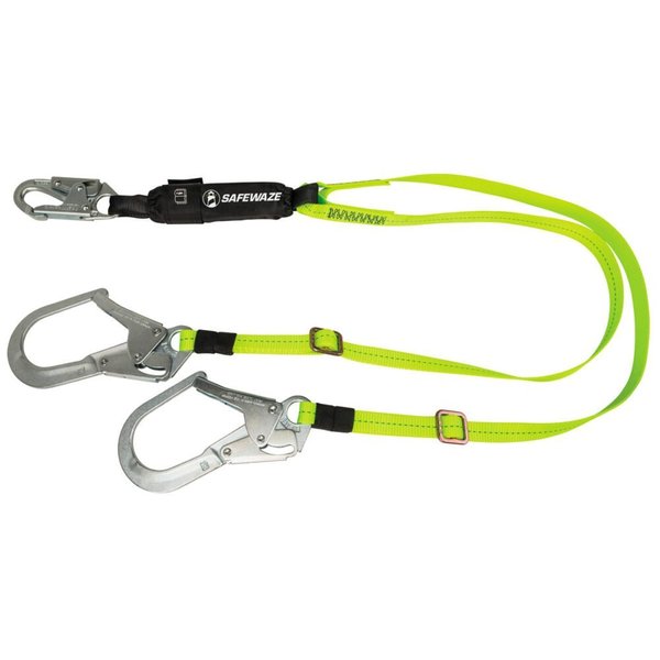 PRO 4'-6' Adjustable Energy Absorbing Lanyard: Dual Leg, Rebar Hooks
