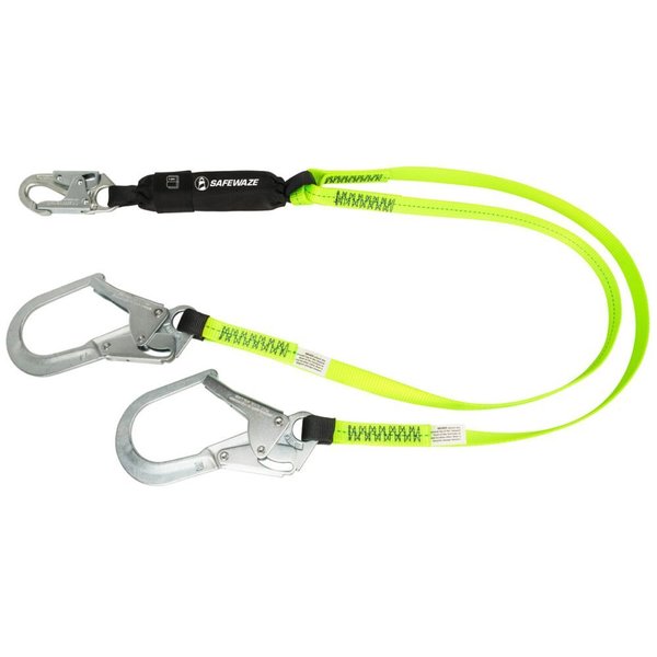 PRO 4' Energy Absorbing Lanyard: Dual Leg, Rebar Hook