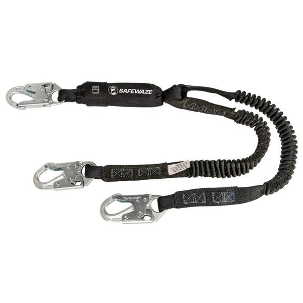 PRO 6' Stretch Energy Absorbing Lanyard: Dual Leg, Snap Hooks