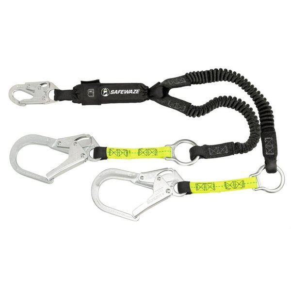 PRO 6' Stretch Energy Absorbing Lanyard: Rebar Hooks, Rescue Rings