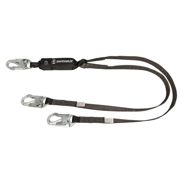 Heavyweight 6' Energy Absorbing Lanyard: Dual Leg, Snap Hooks