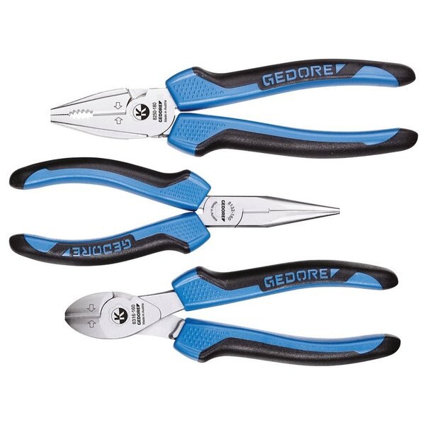 3 Piece Pliers Set Chrome-Plated, 2-Component Handle