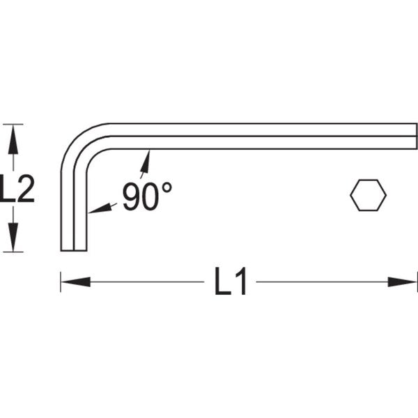 Hexagon Allen Key, Extra Long, 3/16