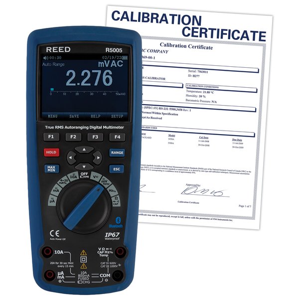 True RMS Bluetooth/Waterproof Industrial Multimeter and NIST Calibration Certificate