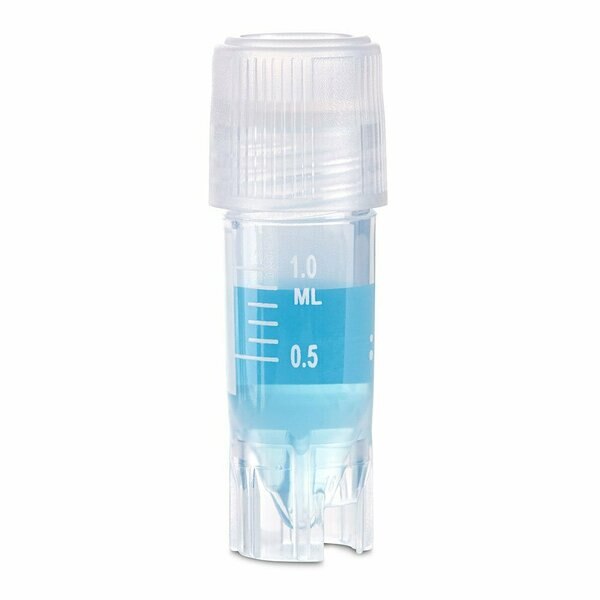 Cryogenic Vials, 1.0ml, Sterile, External Threads, Attached Screwcap with O-ring seal, CB, SS, PG, WS, 500PK