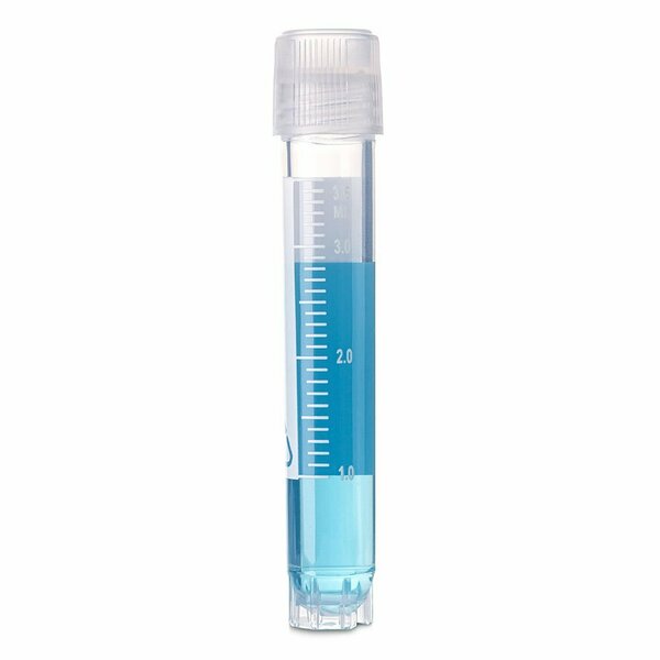 Cryogenic Vials, 4.0ml, Sterile, External Threads, Attached Screwcap with O-ring seal, RB, SS, PG, WS, 500PK