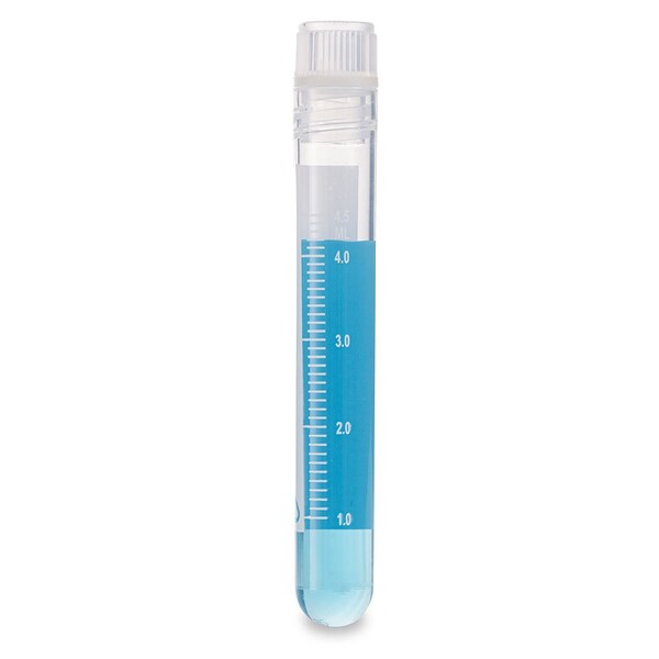 Cryogenic Vials, 5.0ml, Sterile, Internal Threads, Attached Screwcap with O-ring seal, RB, PG, WS, 500PK