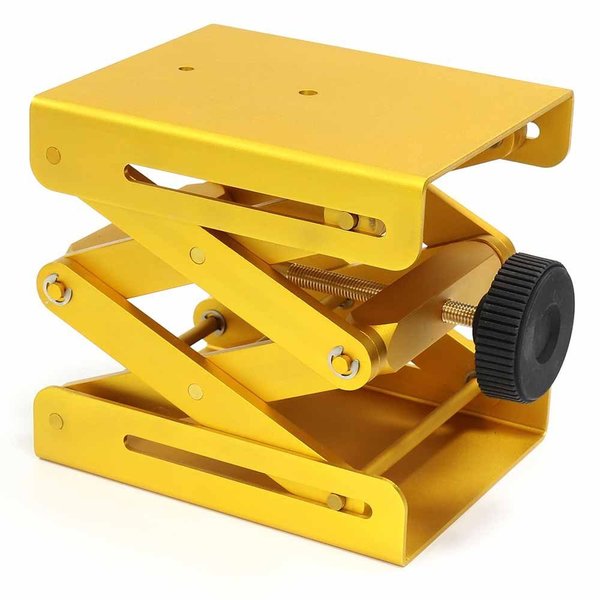 Lab Jack, Hvy Duty, Metal, Large, Yellow, Base: 5.9