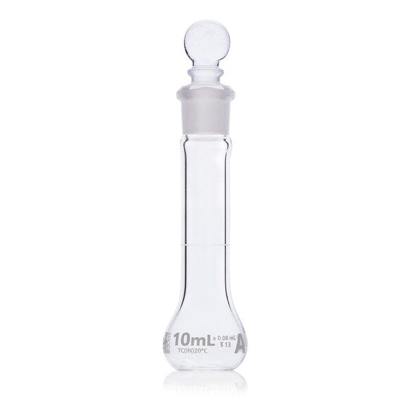 Flask, Volumetric, Wide Mouth, Globe Glass, 10mL, Class A, To Contain (TC), ASTM E288, 6/Box
