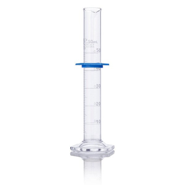 Cylinder, Graduated, Globe Glass, 50mL, Class B, To Deliver (TD), Dual Grads, ASTM E1272, 4/Box