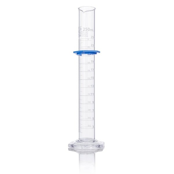 Cylinder, Graduated, Globe Glass, 250mL, Class B, To Deliver (TD), Dual Grads, ASTM E1272, 2/Box