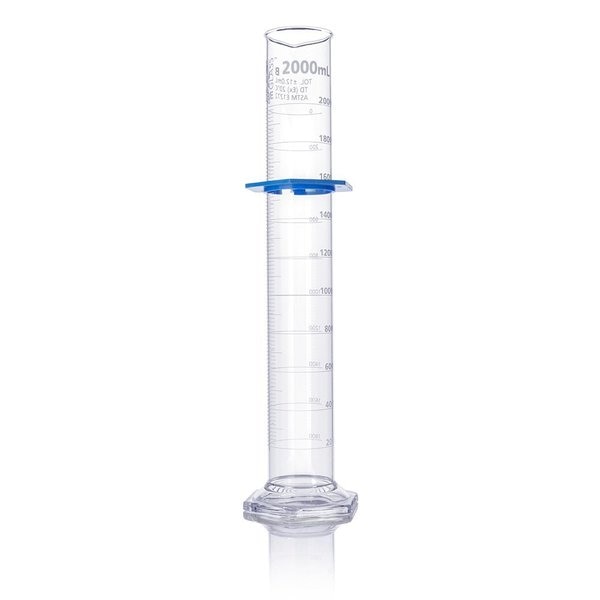 Cylinder, Graduated, Globe Glass, 2000mL, Class B, To Deliver (TD), Dual Grads, ASTM E1272, 1/Box