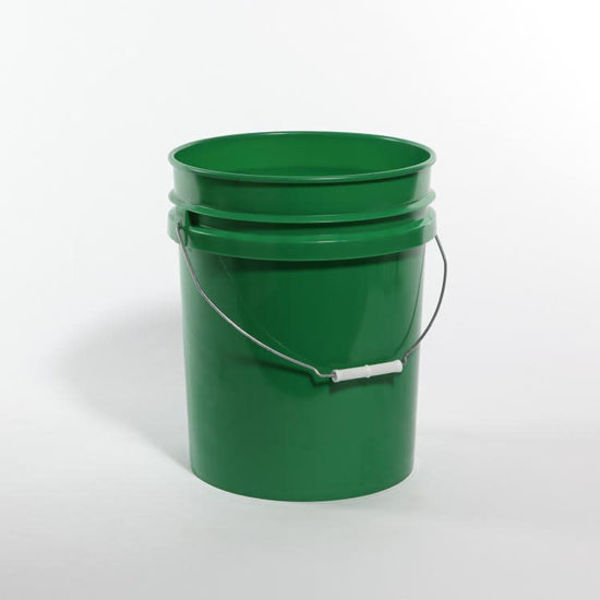 Open Head Pail, HDPE, Green, 5 gal., Height: 14-9/16