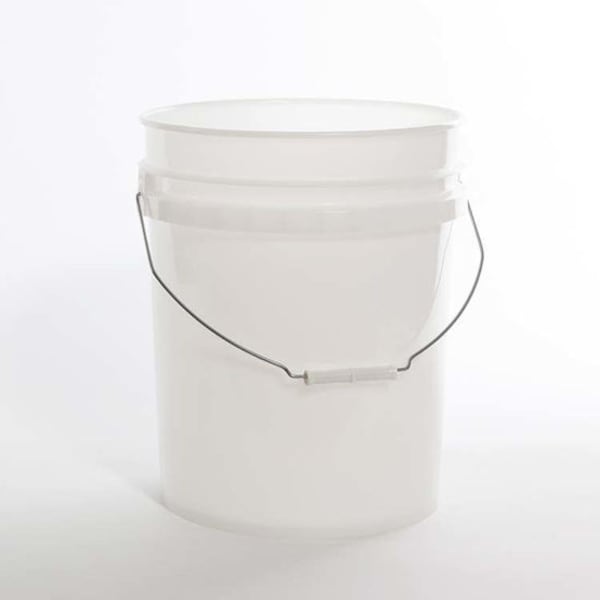 Open Head Pail, HDPE, Natural, 5 gal., Color: natural
