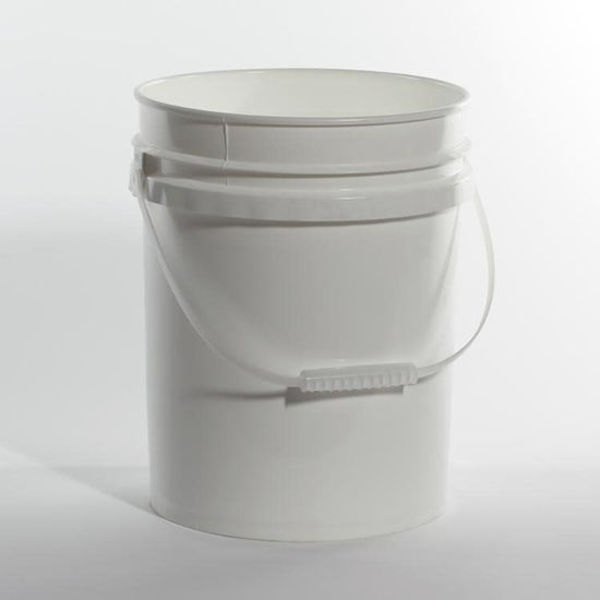 Open Head Pail, HDPE, White, 5 gal., Height: 14-7/16