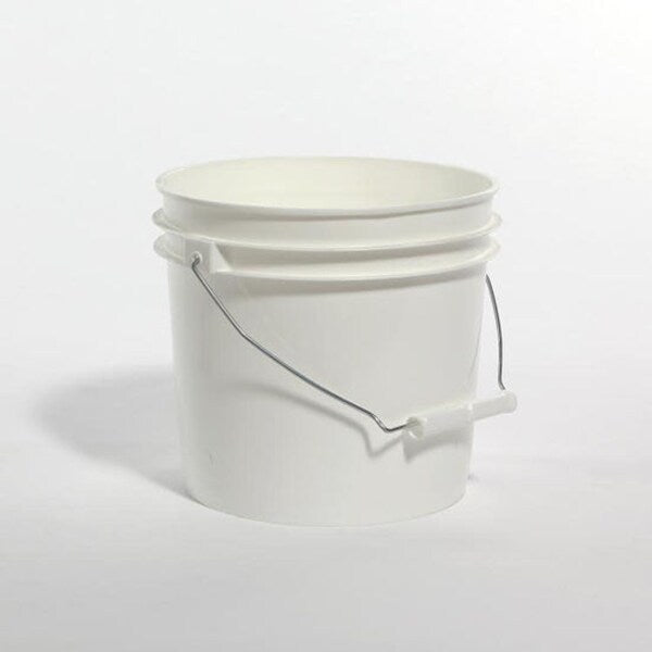 Open Head Pail, HDPE, White, 1 gal., Diameter: 8